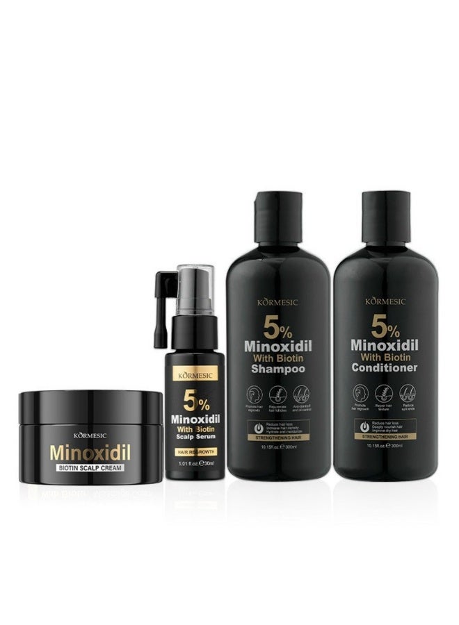 KORMESIC 5% Minoxidil Shampoo Conditioner 300ml 5% Minoxidil Scalp Massage Cream 100g 5% Minoxidil Scalp Essence Water 30ml Set - Image 1
